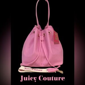 NEW JUICY COUTURE Viva La Juicy Drawstring Bucket Bag/Tote, 2 Straps, Pink